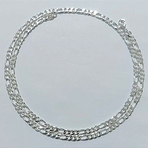 CORRENTE FOLHEADA A PRATA COM 50 MILÉSIMOS + VERNIZ DIAMOND - CORRENTE 3X1 5MM - TAMANHO: 70CM - PRA1244