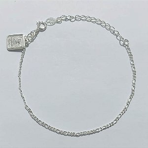 PULSEIRA FOLHEADA A PRATA COM 50 MILÉSIMOS + VERNIZ DIAMOND - PULSEIRA 17CM + EXTENSOR E PINGENTE ESPÍRITO SANTO - PRA1258