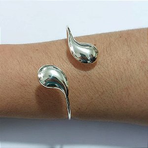 BRACELETE FOLHEADO A PRATA COM 50 MILÉSIMOS + VERNIZ DIAMOND - BRACELETE GOTAS - PRA1262