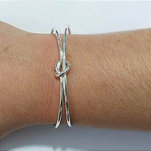 BRACELETE FOLHEADO A PRATA COM 50 MILÉSIMOS + VERNIZ DIAMOND - BRACELETE NÓ - PRA1263