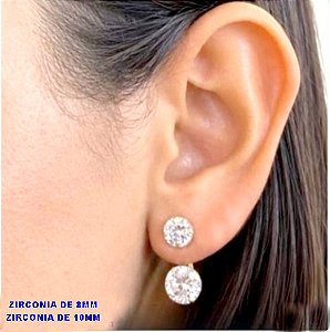 BRINCO NO BRUTO PRONTO PARA O BANHO)BRINCO COM DUAS PEDRA DE ZIRCONIA 8MM / 10MM (PESO 2.4GR ) BRU28007