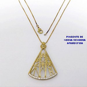 GARGANTILHA NO BRUTO PRONTO PARA O BANHO(CX194)- GARGANTILHA COM CORRENTE VENEZIANA DE 45CM COM PINGENTE DE NOSSA SENHORA APARECIDA 4X3CM- PESO TOTAL 4.8GR - BRU28010