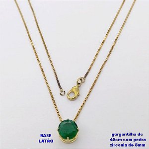 GARGANTILHA NO BRUTO PRONTO PARA O BANHO /COM CORRENTE VENEZIANA DE 45CM COM FECHO LAGOSTA / PINGENTE BASE EM LATÃO COM PEDRA DE ZIRCONIA DE 8MM / PESO 1,7GR - BRU28035