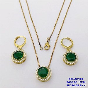 CONJUNTO NO BRUTO PRONTO PARA O BANHO /COM CORRENTE VENEZIANA DE 45CM COM FECHO LAGOSTA BRINCO DE ARGOLINHA DE PRESSÃO/ BASE EM ALTA FUSÃO CREVEJADA / ZIRCONIA DE 8MM / PESO 6.8GR - BRU28043