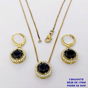 CONJUNTO NO BRUTO PRONTO PARA O BANHO /COM CORRENTE VENEZIANA DE 45CM COM FECHO LAGOSTA BRINCO DE ARGOLINHA DE PRESSÃO/ BASE EM ALTA FUSÃO CREVEJADA / ZIRCONIA DE 8MM / PESO 6.8GR - BRU28045