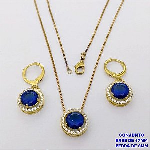 CONJUNTO NO BRUTO PRONTO PARA O BANHO /COM CORRENTE VENEZIANA DE 45CM COM FECHO LAGOSTA BRINCO DE ARGOLINHA DE PRESSÃO/ BASE EM ALTA FUSÃO CREVEJADA / ZIRCONIA DE 8MM / PESO 6.8GR - BRU28048