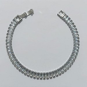 PULSEIRA FOLHEADA A PRATA COM 50 MILÉSIMOS + VERNIZ DIAMOND - PULSEIRA 17CM TODA EM ZIRCÔNIA CRISTAL - PRA1264