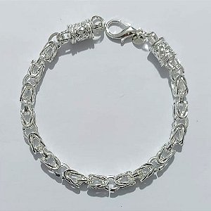 PULSEIRA FOLHEADA A PRATA COM 50 MILÉSIMOS + VERNIZ DIAMOND - PULSEIRA 17CM - COM ELOS ENTRELAÇADOS - PRA1268