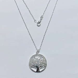 CONJUNTO FOLHEADO A PRATA COM 50 MILÉSIMOS + VERNIZ DIAMOND - CONJUNTO ARVORE DA VIDA COM PULSEIRA 17CM E GARGANTILHA 45CM - PRA1272
