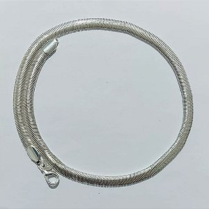 CORRENTE FOLHEADA A PRATA COM 50 MILÉSIMOS + VERNIZ DIAMOND - CORRENTE LACRAIA 6MM COMPRIMENTO 37CM - PRA1275