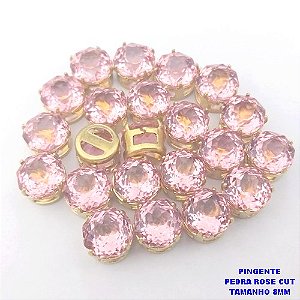 PINGENTE NO BRUTO PRONTO PARA O BANHO(POTE)PINGENTE BASE LATÃO 100% COM PEDRA DE " PEDRA ROSE CUT " TAMANHO 8X8MM / PESO DO PAR 0,07GR / BRU28082