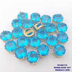 PINGENTE NO BRUTO PRONTO PARA O BANHO(POTE)PINGENTE BASE LATÃO 100% COM PEDRA DE " PEDRA ROSE CUT " TAMANHO 8X8MM / PESO DO PAR 0,07GR / BRU28084