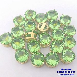 PINGENTE NO BRUTO PRONTO PARA O BANHO(POTE)PINGENTE BASE LATÃO 100% COM PEDRA DE " PEDRA ROSE CUT " TAMANHO 8X8MM / PESO DO PAR 0,07GR / BRU28085