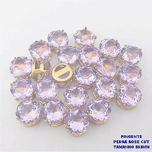 PINGENTE NO BRUTO PRONTO PARA O BANHO(POTE)PINGENTE BASE LATÃO 100% COM PEDRA DE " PEDRA ROSE CUT " TAMANHO 8X8MM / PESO DO PAR 0,07GR / BRU28086