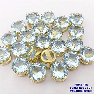 PINGENTE NO BRUTO PRONTO PARA O BANHO(POTE)PINGENTE BASE LATÃO 100% COM PEDRA DE " PEDRA ROSE CUT " TAMANHO 8X8MM / PESO DO PAR 0,07GR / BRU28089