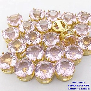 PINGENTE NO BRUTO PRONTO PARA O BANHO(POTE)PINGENTE BASE LATÃO 100% COM PEDRA DE " PEDRA ROSE CUT " TAMANHO 8X8MM / PESO DO PAR 0,07GR / BRU28091
