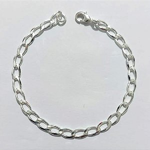 PULSEIRA FOLHEADA A PRATA COM 50 MILÉSIMOS + VERNIZ DIAMOND - PULSEIRA 19CM FECHO LAGOSTA - PRA1286