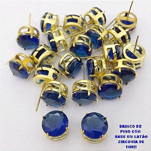 BRINCO NO BRUTO PRONTO PARA O BANHO(pote) BRINCO DE ZIRCONIA COM BASE DE PINO EM LATÃO " 10X10MM " / PESO 2.3GR - BRU28155