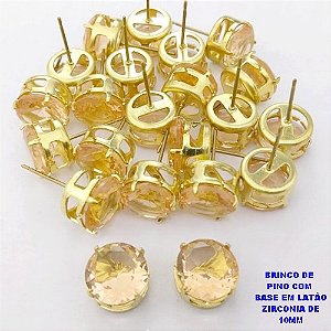 BRINCO NO BRUTO PRONTO PARA O BANHO(pote) BRINCO DE ZIRCONIA COM BASE DE PINO EM LATÃO " 10X10MM " / PESO 2.3GR - BRU28157