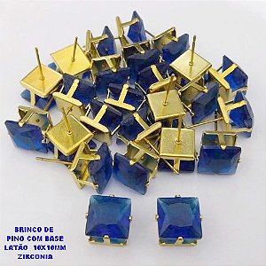 BRINCO NO BRUTO PRONTO PARA O BANHO(POTE) BRINCO BASE EM LATÃO E ZIRCONIA QUADRADA " 10X10MM " / PESO 2.4GR - BRU28193