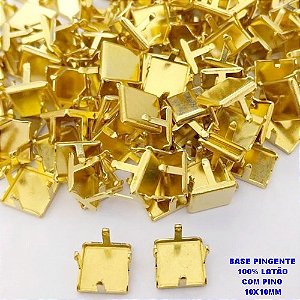 ACESSORIO NO BRUTO PRONTO PARA O BANHO(POTE) BASE PARA PINGENTE EM LATÃO QUADRADA " 10X10MM " / PESO 1GR(PAR)VENDIDA POR UNIDADE )- BRU28201