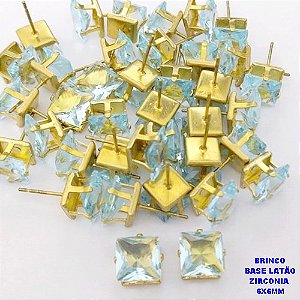 BRINCO NO BRUTO PRONTO PARA O BANHO(POTE) BRINCO BASE EM LATÃO E ZIRCONIA QUADRADA " 8X8MM " / PESO 1.4GR - BRU28205