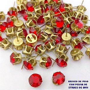 BRINCO NO BRUTO PRONTO PARA O BANHO(POTE) BRINCO BASE EM LATÃO E STRASS " 8X8MM " / PESO 1.1GR - BRU28226