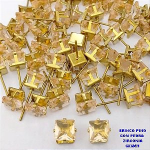 BRINCO NO BRUTO PRONTO PARA O BANHO(POTE) BRINCO BASE EM LATÃO E ZIRCONIA QUADRADA " 8X8MM " / PESO 0,09GR - BRU28227