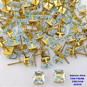 BRINCO NO BRUTO PRONTO PARA O BANHO(POTE) BRINCO BASE EM LATÃO E ZIRCONIA QUADRADA " 8X8MM " / PESO 0,09GR - BRU28229