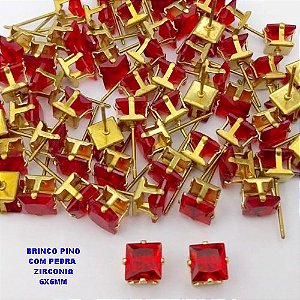 BRINCO NO BRUTO PRONTO PARA O BANHO(POTE) BRINCO BASE EM LATÃO E ZIRCONIA QUADRADA " 8X8MM " / PESO 0,09GR - BRU28230