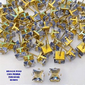 BRINCO NO BRUTO PRONTO PARA O BANHO(POTE) BRINCO BASE EM LATÃO E ZIRCONIA QUADRADA " 8X8MM " / PESO 0,09GR - BRU28231