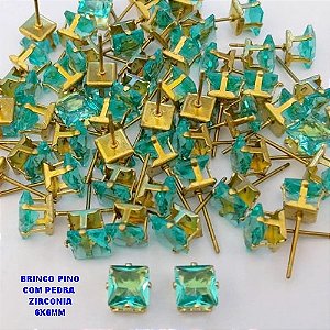 BRINCO NO BRUTO PRONTO PARA O BANHO(POTE) BRINCO BASE EM LATÃO E ZIRCONIA QUADRADA " 8X8MM " / PESO 0,09GR - BRU28233