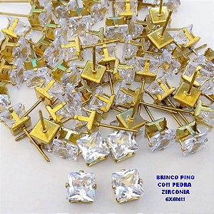 BRINCO NO BRUTO PRONTO PARA O BANHO(POTE) BRINCO BASE EM LATÃO E ZIRCONIA QUADRADA " 8X8MM " / PESO 0,09GR - BRU28234