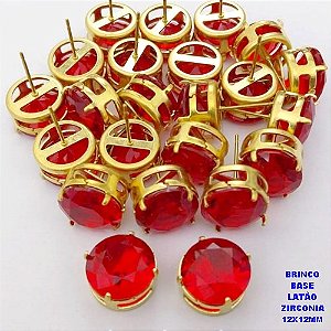 BRINCO NO BRUTO PRONTO PARA O BANHO(POTE) BRINCO COM BASE EM LATÃO E PEDRA DE ZIRCONIA)" 12X12MM" / PESO 3.2GR - BRU28244