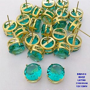 BRINCO NO BRUTO PRONTO PARA O BANHO(POTE) BRINCO COM BASE EM LATÃO E PEDRA DE ZIRCONIA)" 12X12MM" / PESO 3.2GR - BRU28246