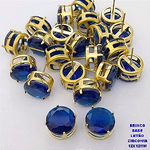 BRINCO NO BRUTO PRONTO PARA O BANHO(POTE) BRINCO COM BASE EM LATÃO E PEDRA DE ZIRCONIA)" 12X12MM" / PESO 3.2GR - BRU28247