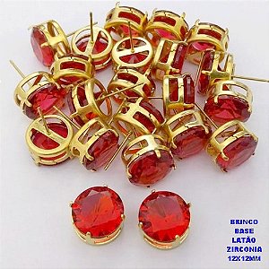 BRINCO NO BRUTO PRONTO PARA O BANHO(POTE) BRINCO COM BASE EM LATÃO E PEDRA DE ZIRCONIA)" 12X12MM" / PESO 3.2GR - BRU28248