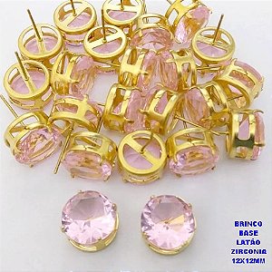 BRINCO NO BRUTO PRONTO PARA O BANHO(POTE) BRINCO COM BASE EM LATÃO E PEDRA DE ZIRCONIA)" 12X12MM" / PESO 3.2GR - BRU28251