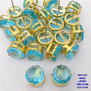 BRINCO NO BRUTO PRONTO PARA O BANHO(POTE) BRINCO COM BASE EM LATÃO E PEDRA DE ZIRCONIA)" 12X12MM" / PESO 3.2GR - BRU28252