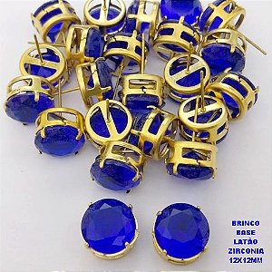 BRINCO NO BRUTO PRONTO PARA O BANHO(POTE) BRINCO COM BASE EM LATÃO E PEDRA DE ZIRCONIA)" 12X12MM" / PESO 3.2GR - BRU28253