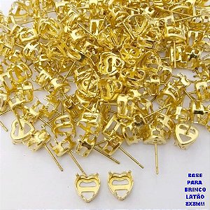 ACESSÓRIO NO BRUTO PRONTO PARA O BANHO (POTE) BASE CORAÇÃO EM 100% LATÃO 8X8MM -VENDIDA POR PAR (PARA BRINCO) - PESO 0,06GR - BRU28274