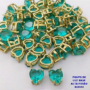 PINGENTE NO BRUTO PRONTO PARA O BANHO (POTE) BASE CORAÇÃO EM ALTA FUSÃO 8X8MM -VENDIDA POR UNIDADE / PONTO DE LUZ ZIRCONIA DE CORAÇÃO - PESO 0,09GR - BRU28275