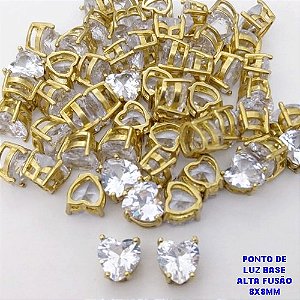 PINGENTE NO BRUTO PRONTO PARA O BANHO (POTE) BASE CORAÇÃO EM ALTA FUSÃO 8X8MM -VENDIDA POR UNIDADE / PONTO DE LUZ ZIRCONIA DE CORAÇÃO - PESO 0,09GR - BRU28278