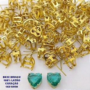 BASE NO BRUTO PRONTO PARA O BANHO (POTE) BASE 100% LATÃO CORAÇÃO 10X10MM ( VENDIDA POR PAR) - PESO 0,08GR - BRU28286