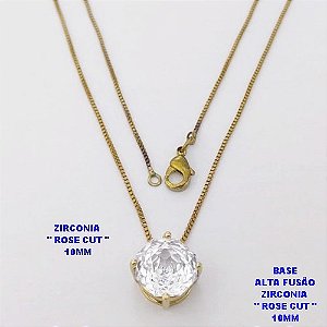GARGANTILHA NO BRUTO PRONTO PARA O BANHO (POTE)CORRENTE VENEZIANA DE 45CM COM BASE ALTA FUSÃO ( " ZIRCONIA ROSE CUT 10X10MM ") / PESO 4.1GR - BRU28300