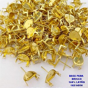 BASE NO BRUTO PRONTO PARA O BANHO(POTE) BASE PARA BRINCO 100% LATÃO " 10X14MM " / (VENDIDA POR PAR ) PESO 1.2GR - BRU28330