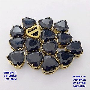 PINGENTE NO BRUTO PRONTO PARA O BANHO(POTE) PINGENTE COM BASE EM LATÃO(VENDIDO POR UNIDADE) FORMATO DE CORAÇÃO ZIRCONIA " 10X10MM " / PESO 0,08GR - BRU28355