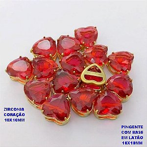 PINGENTE NO BRUTO PRONTO PARA O BANHO(POTE) PINGENTE COM BASE EM LATÃO(VENDIDO POR UNIDADE) FORMATO DE CORAÇÃO ZIRCONIA " 10X10MM " / PESO 0,08GR - BRU28357