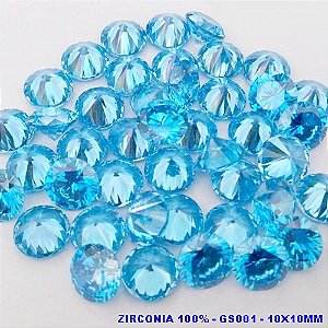 ACESSORIO NO BRUTO PRONTO PARA O BANHO (POTE)PEDRA DE ZIRCONIA 100%(GS001) AZUL DE 10X10MM / PESO 1.4GR - BRU28376