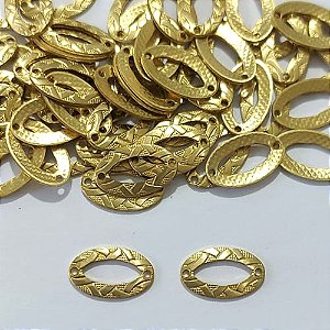 ACESSÓRIOS NO BRUTO PRONTO PARA O BANHO - (2457) OVAL TRANÇADO VAZADO 12MM - PESO 0,3GR - BRU31013